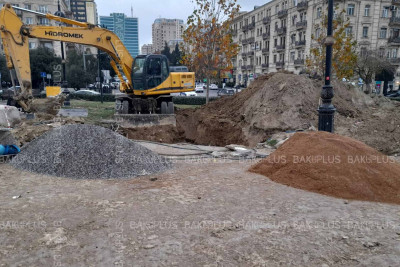 Qış parkında qazıntı işləri aparılır