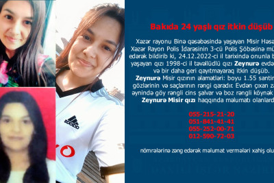 Binə qəsəbəsində yaşayan 24 yaşlı qız itkin düşüb