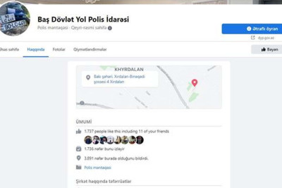 Facebook-da Baş Dövlət Yol Polisi İdarəsi adından saxta səhifə ifşa olunub