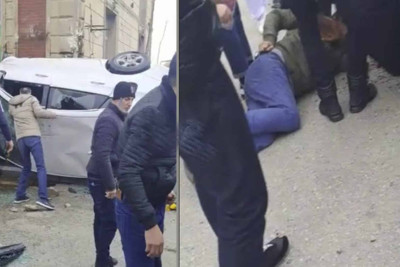 8 Noyabr prospektində avtomobil aşıb
