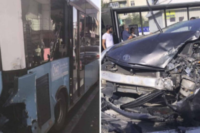 Bakıda avtobus sürücüsü qəza törədib, digər sürücünü isə yolun ortasında döyüb