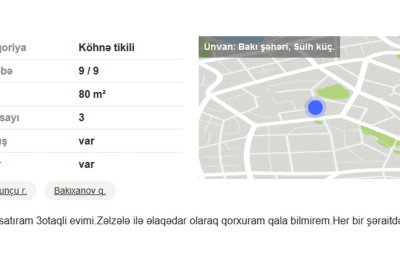 Bakıda ev sahibi zəlzələdən qorxduğu üçün evini satır
