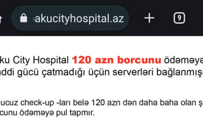 “Baku City Hospital” pul ödəmədiyi üçün saytı bağlanıb