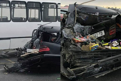 Suraxanı rayonunda sərnişin avtobusu qəza törədib