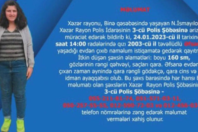 Bakıda 20 yaşlı qız axtarılır