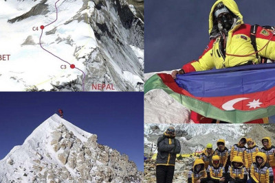 Azərbaycanlı alpinist İsrafil Aşurlı səkkiz minlik Makalu zirvəsində bayrağımızı dalğalandırıb