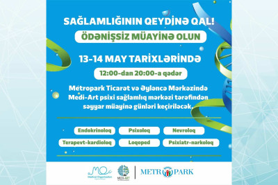 “Metropark” TM-də pulsuz tibbi müayinələr təşkil olunacaq