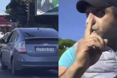 Bakıda taksi sürücüsü digər hərəkət iştirakçısının yolunu kəsərək onu təhqir etdi