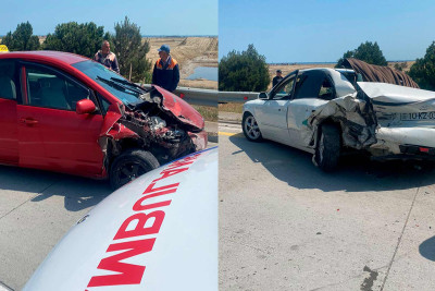 Aeroport yolunda qəza baş verib: 3 nəfər xəsarət alıb