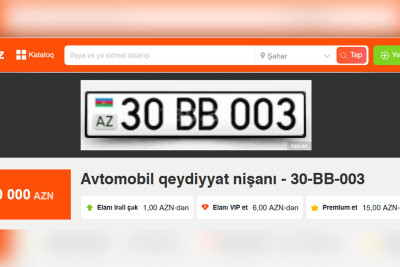 Bakıda avtomobil nömrəsi fantastik qiymətə satılır