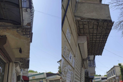 Badamdar qəsəbəsində baxımsız eyvanlar piyadalar üçün təhlükə saçır