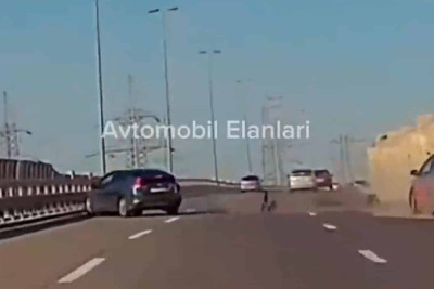 Zığ şosesində “Honda” dayanmış “Prius”a çarpılıb