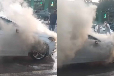 Xətai rayonunda avtomobildə yanğın baş verib