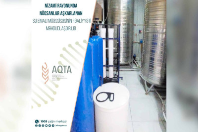 Nizamidə su istehsal edən müəssisədə nöqsanlar tapılıb