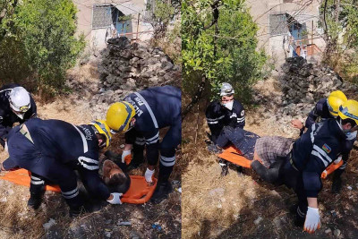Günəşlidə kişi çökəkliyə yıxılıb