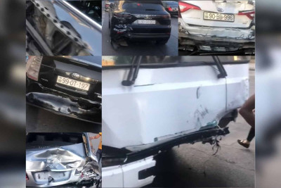 "Azadlıq Prospekti" metro stansiyasının yaxınlığında avtobus zəncirvari qəza törədib