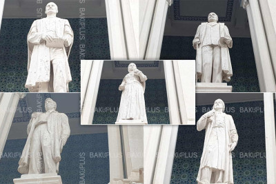 Ədəbiyyat muzeyinin fasadında ucalan heykəllərə niyə qulluq göstərilmir?