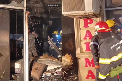 Bakıda mebel mağazası yanıb