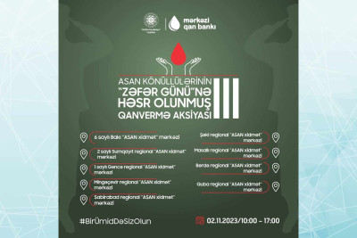 “ASAN xidmət” mərkəzində qanvermə aksiyası keçiriləcək