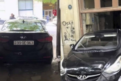 Bakıda avtomobil sürücüsü həyətdən çıxışı tam bloklayıb - VİDEO