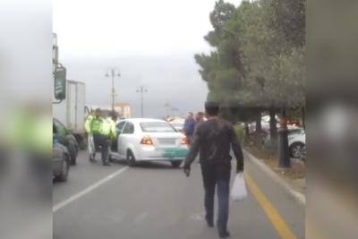Bakıda sürücü polisin əmrinə tabə olmayaraq müqavimət göstərib – VİDEO