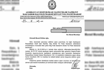 Bakılı sürücü qanuni dayanacağına görə cərimələnib
