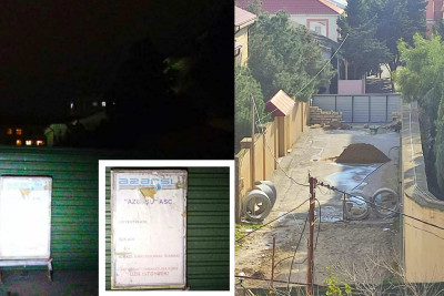 Buzovnada “Azərsu” loqotipli maneənin arxasında hasar tikilir