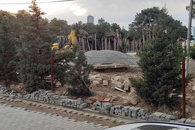 7-ci mikrorayonda yaşıllıqlar məhv olunaraq ərazidə tikinti işlərinə başlanılıb – FOTO
