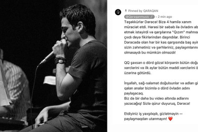 Qaraqanın dörd gün əvvəl təqdim etdiyi mahnı dörd doğulmamış körpəni xilas edib – VİDEO