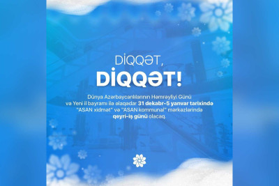 “ASAN Xidmət” mərkəzləri iş qrafikini açıqlayıb