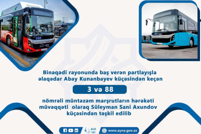 Paytaxtda 2 avtobusun marşrutu dəyişilib