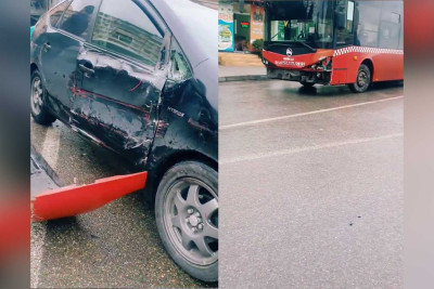 Xətai rayonunda 46 nömrəli marşrut “Prius”u vurub – VİDEO