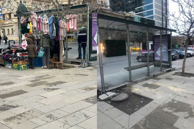 “Nizami” metro stansiyasının yaxınlığında qanunsuz ticarət məntəqəsi yığışdırılıb