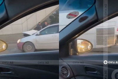 8 Noyabr prospektində minik avtomobili avtobusa çarpılıb