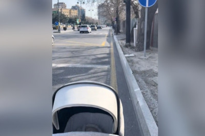 Tbilisi prospektində piyada səkisi zəbt olunub - VİDEO