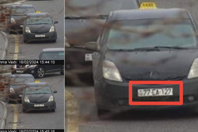 Bakıda “Prius” sürücüsü lentlə maşının nömrəsini dəyişib
