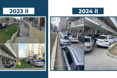 Nəsimi rayonunda piyada səkisi avtodayanacağa çevrilib