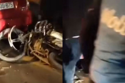 Hava limanı yolunda motosikletlə avtomobil toqquşub – VİDEO