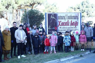 Bilgəhdə Xocalı faciəsi ilə bağlı ağacəkmə aksiyası keçirilib