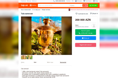 Bakıda 200.000 AZN-ə samovar satılır