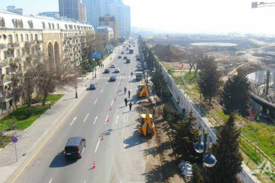 8 Noyabr prospektində əsaslı təmir işləri davam etdirilir