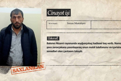Nizami rayonunda soyğunçuluqda şübhəli bilinən şəxs saxlanılıb – VİDEO