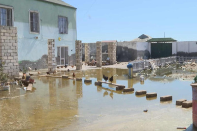 Xəzər rayonunda insanlar çirkab suyun içində yaşayırlar