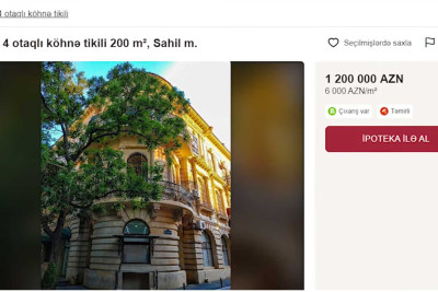 Bakının mərkəzində 1 milyon AZN-ə ev satılır