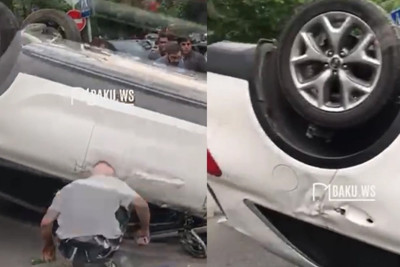 Nəsimidə avtomobil aşıb