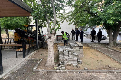 Nəsimi rayonunda növbəti bina təmir olunur