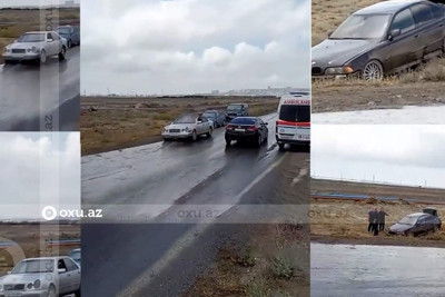 Suraxanı rayonunda yola qır dağılıb: yol qəzası baş verib