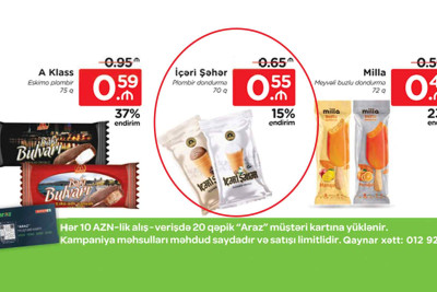 “Araz” marketi sağlamlığa ziyanlı dondurmaları endirimlə satır
