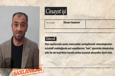 Səbaildə elan saytlarında dələduzluq edən şəxs tutulub