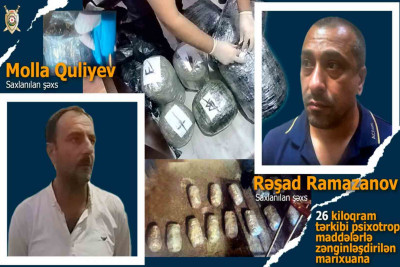 Bakıda narkokuryerlərdən 26 kiloqram narkotik götürülüb